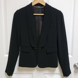 Per Se Blazer Women 2 Black Shawl Collar Long Slv Lined Office Party Luxury